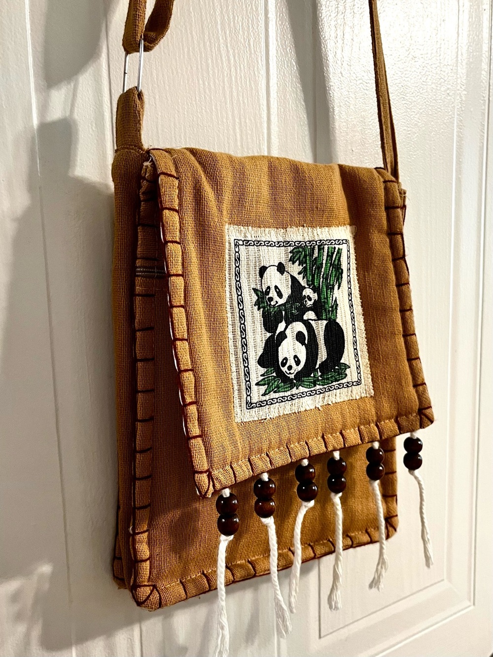 VINTAGE THAI BEADED PANDA CROSSBODY BAG